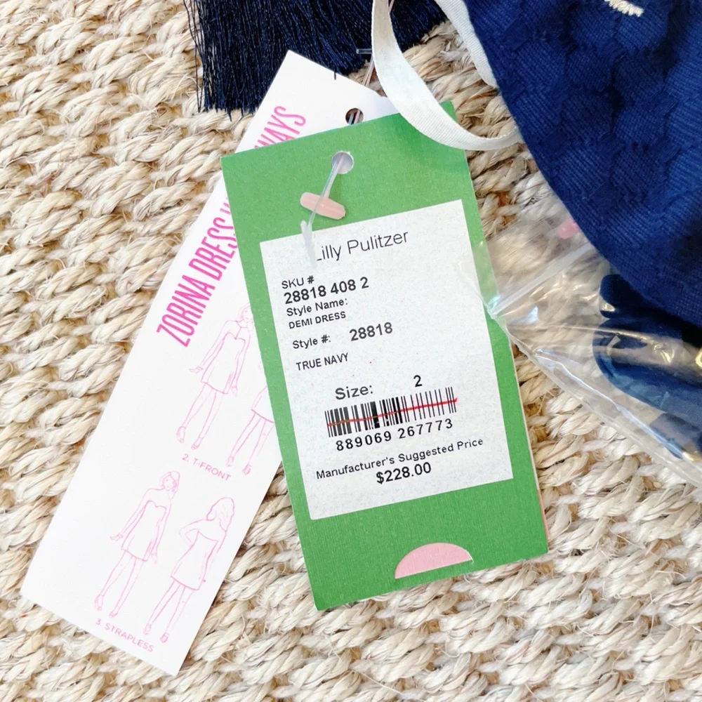 NWT Lilly Pulitzer DEMI CONVERTIBLE DRESS True Navy Embroidered Gold 2 - Picture 4 of 11
